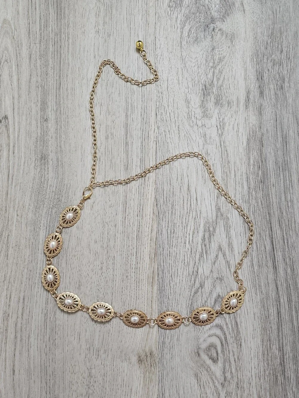 Romantic Pearl Eclipse Metal Statement Chain Belt